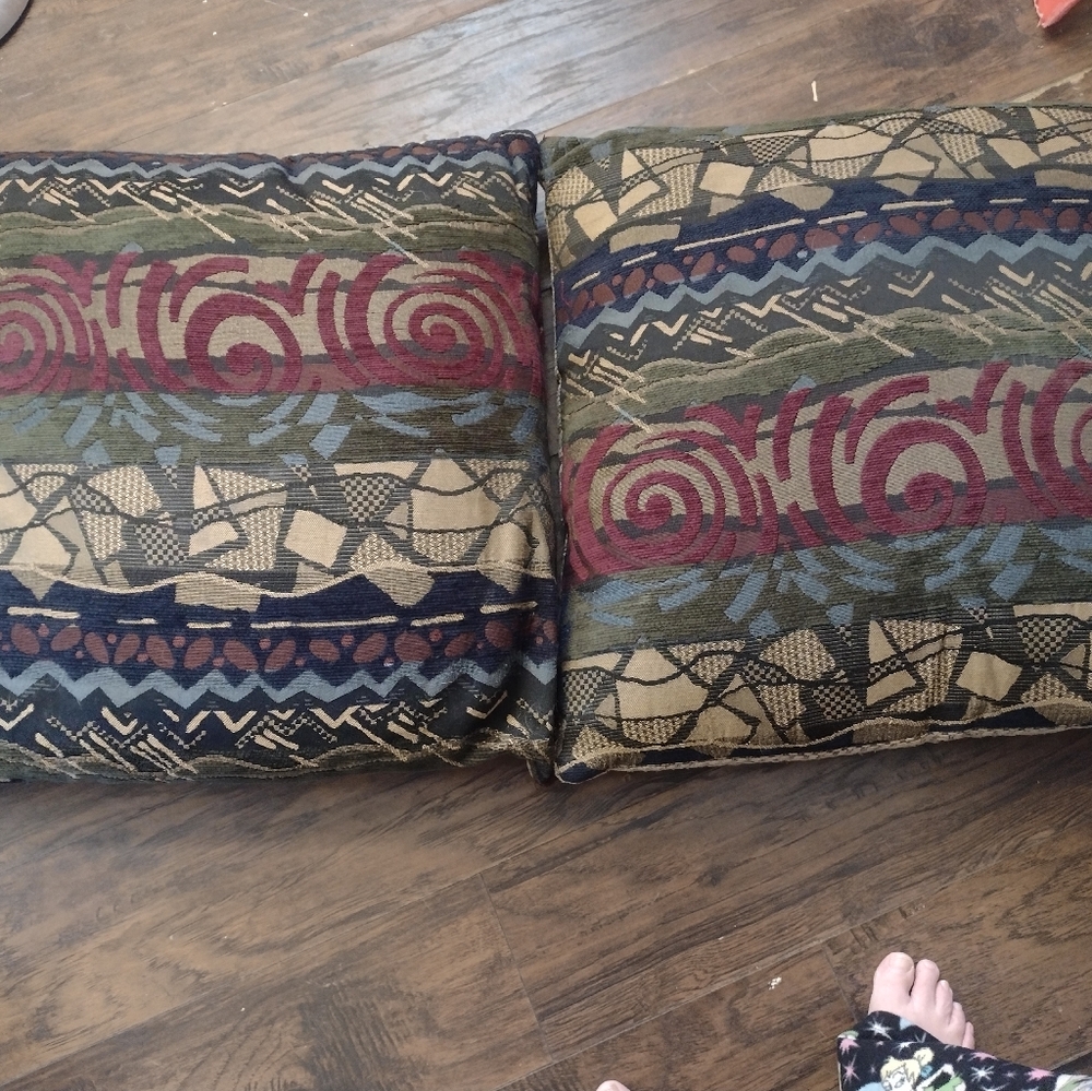 Earthy Striped Accent Pillows with Geometric Patterns. Large Pillows.